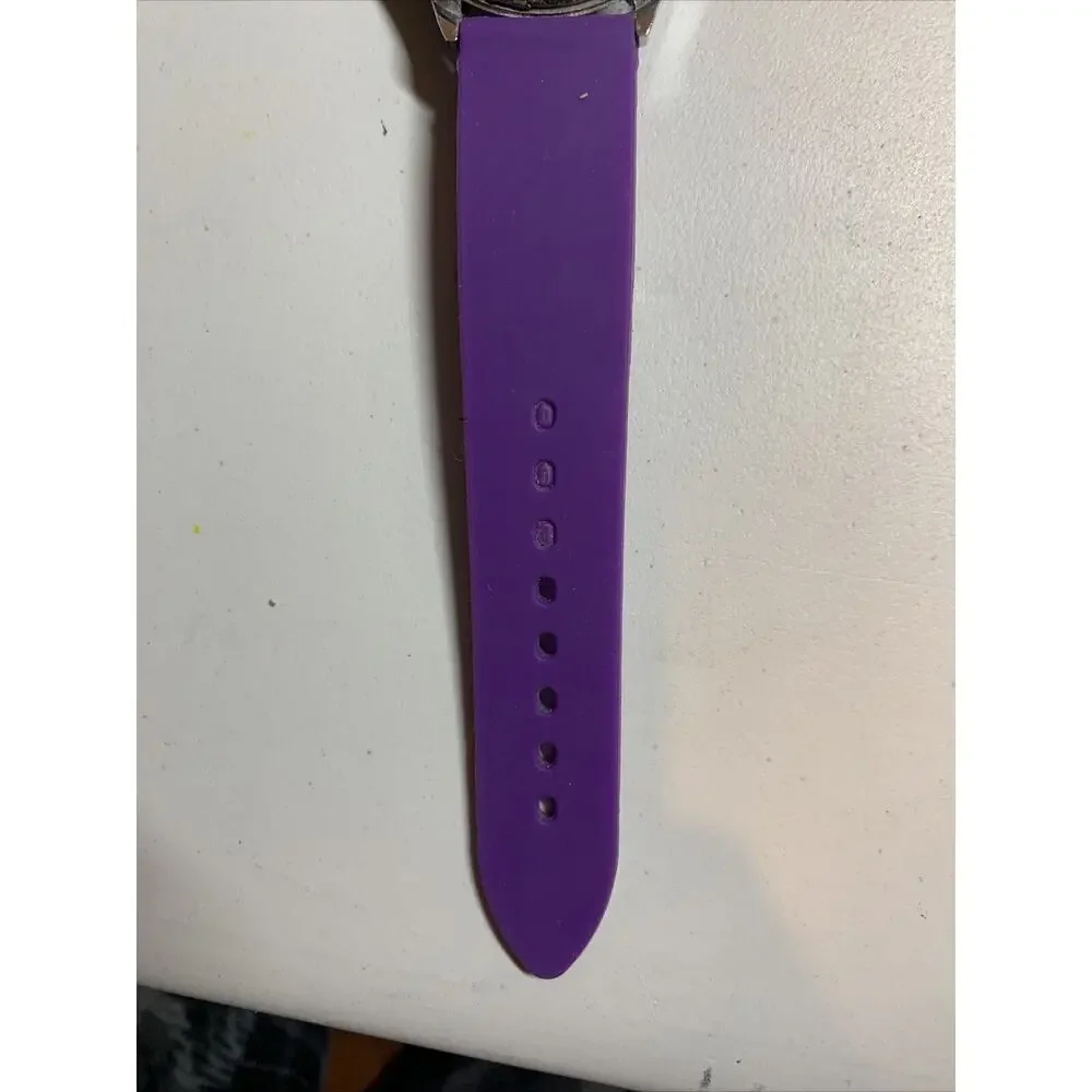 Geneva Purple Women's Wrist Watch with Rhinestone Crystals Silicone Band